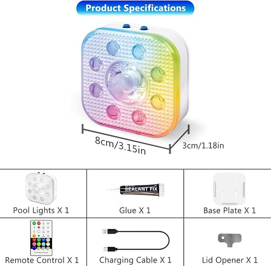 HL Pool Lights, Underwater RGB Spotlights, Suitable for Above-Ground/In-Ground Pools, Hot Tubs, Ponds, and Fountain Decorations