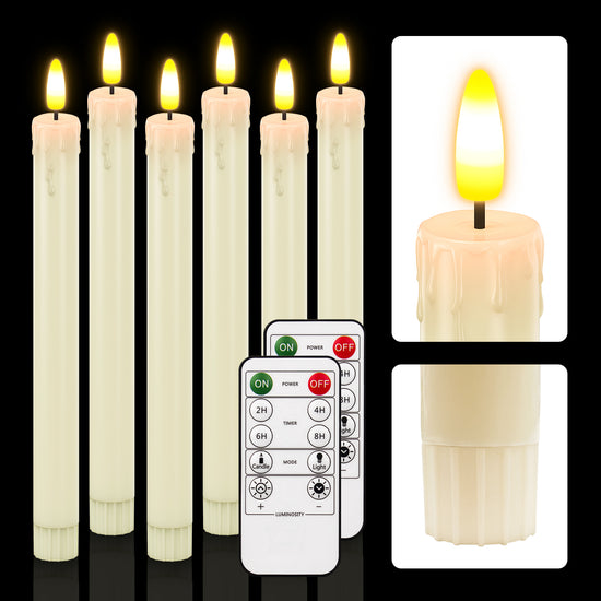 HL Plastic Flameless Taper Candles - 6-Pack for Halloween & Christmas Home Decor