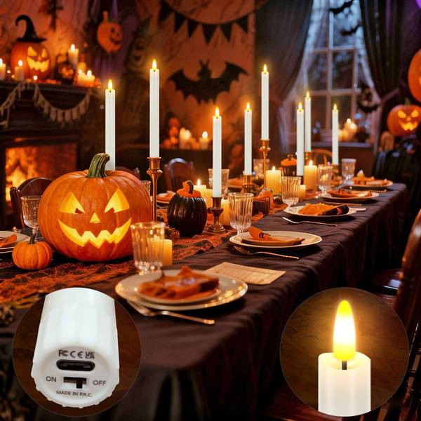 HL Wholesale Rechargeable Flameless Taper Candles | Type-C Charging LED Candlesticks