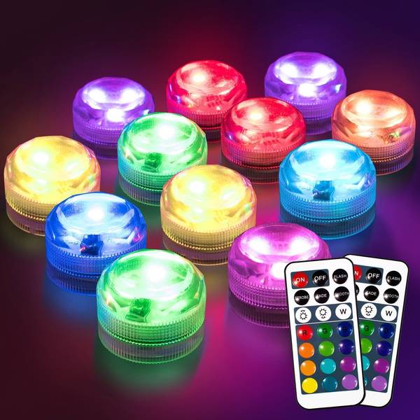 Submersible Led Lights,Enchanted Waterproof LED Discs | Transform Your Pool or Fountain with 16 Colors(RGB) & Timer