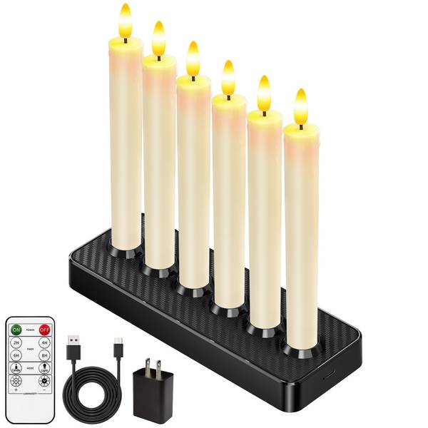 HL Wholesale Rechargeable Flameless LED Taper Candles | Type-C Charging LED Candlesticks - happinesslight store