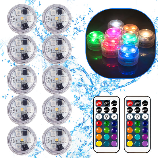 Submersible Led Lights，Enchanted Waterproof LED Discs | Transform Your Pool or Fountain with 16 Colors（RGB） & Timer