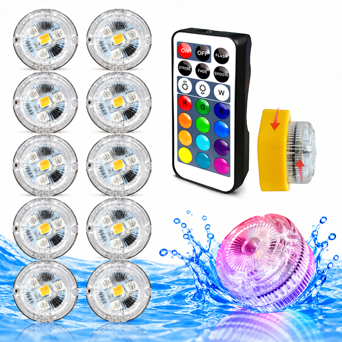 Submersible Led Lights，Enchanted Waterproof LED Discs | Transform Your Pool or Fountain with 16 Colors（RGB） & Timer