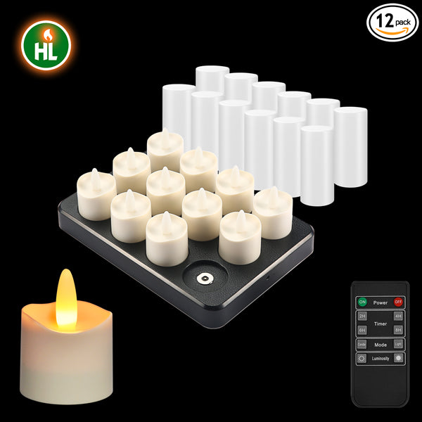 HL Wiederaufladbare LED-Teelichter – 12er-Pack für Hochzeiten, Halloween, Weihnachtsdekoration und Notbeleuchtung