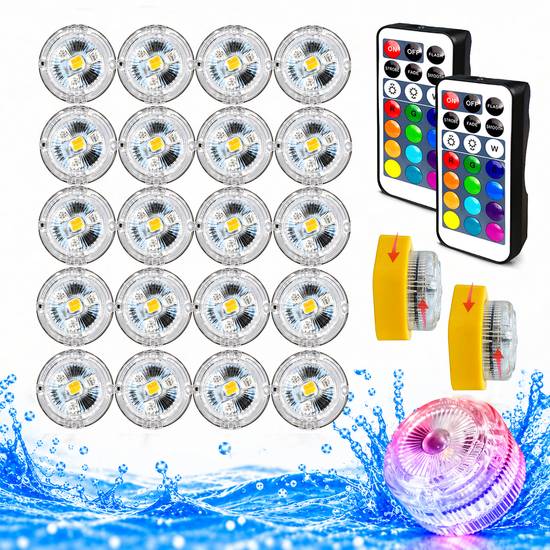 Submersible Led Lights，Enchanted Waterproof LED Discs | Transform Your Pool or Fountain with 16 Colors（RGB） & Timer