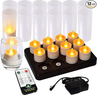 HL Rechargeable LED Tea Light Candles -6/12-Pack for Weddings, Halloween, Christmas Decor, and Emergency Lighting