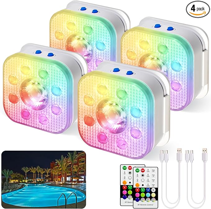 HL Pool Lights, Underwater RGB Spotlights, Suitable for Above-Ground/In-Ground Pools, Hot Tubs, Ponds, and Fountain Decorations - happinesslight store