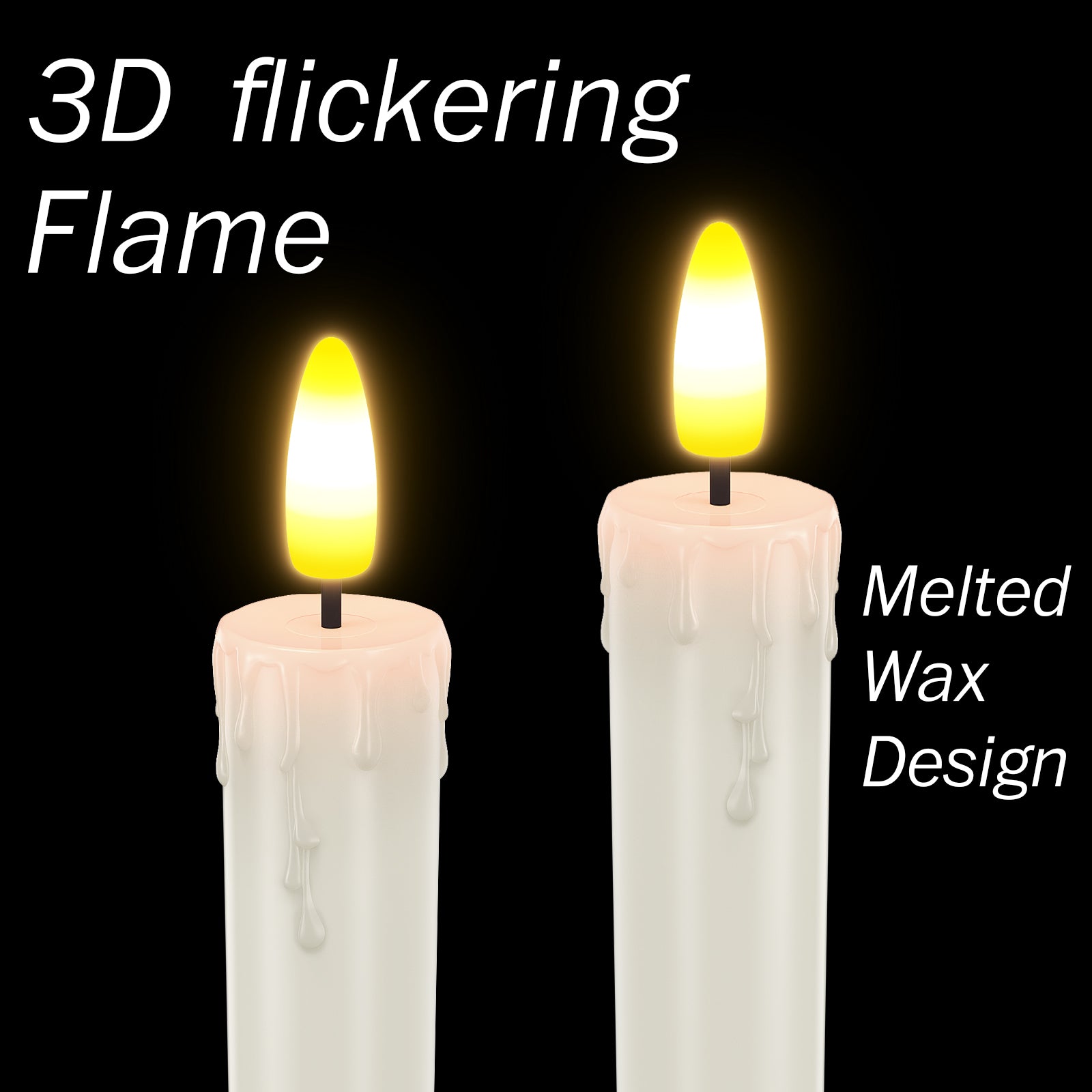 HL Plastic Flameless Taper Candles 6-Pack - Battery Operated Light Candles for Halloween & Christmas Home Decor - happinesslight store