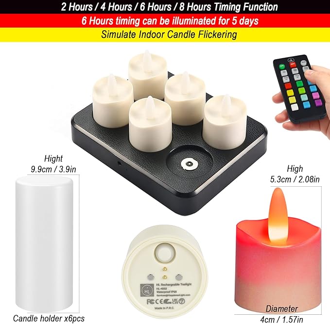 HL Rechargeable Outdoor Tea Lights - Vibrant RGB Candles Set for Halloween, Christmas Parties & Home Decor (6/12-Pack) - Happinesslight