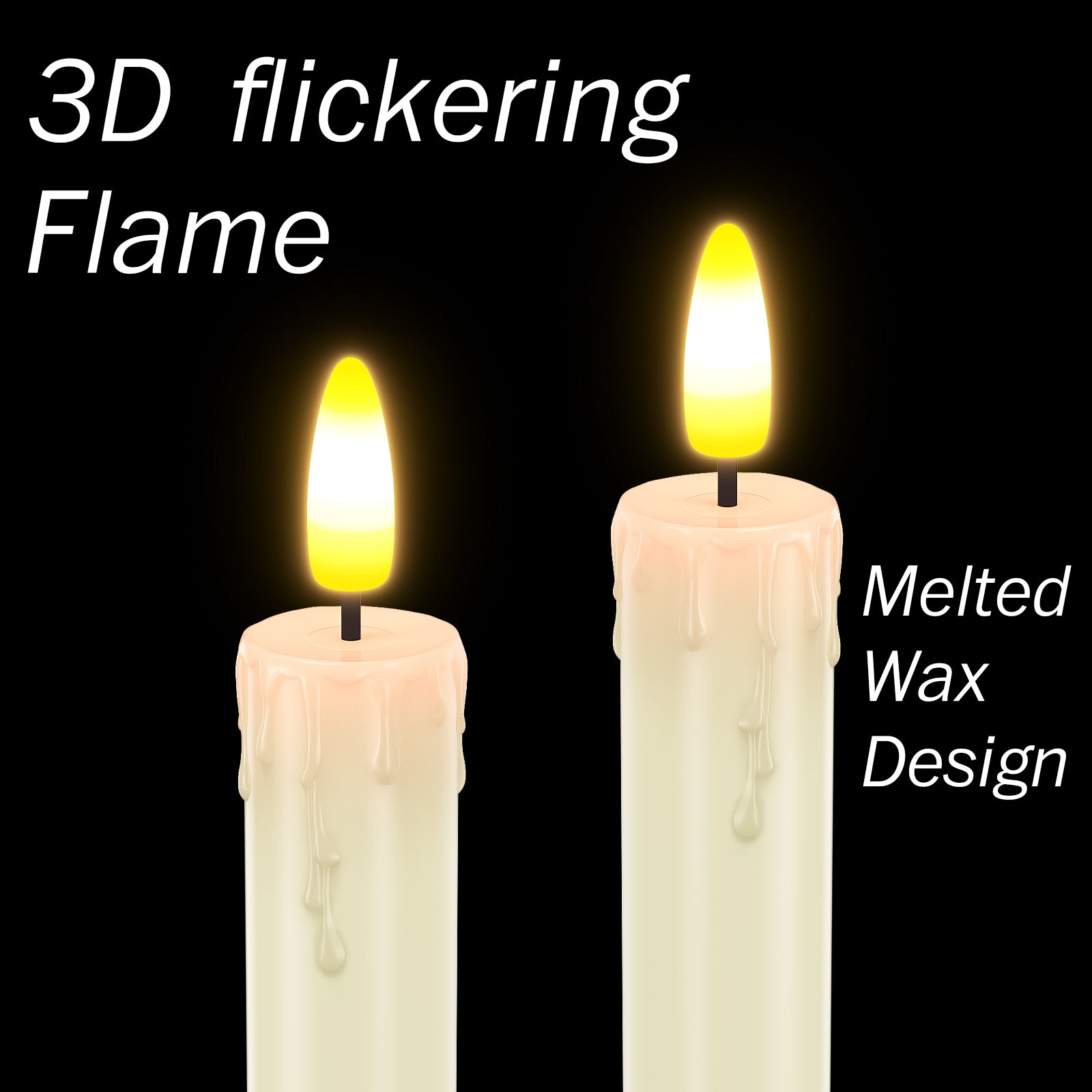 HL Plastic Flame-Free Taper Candles - 6-Pack for Halloween & Christmas Home Decor