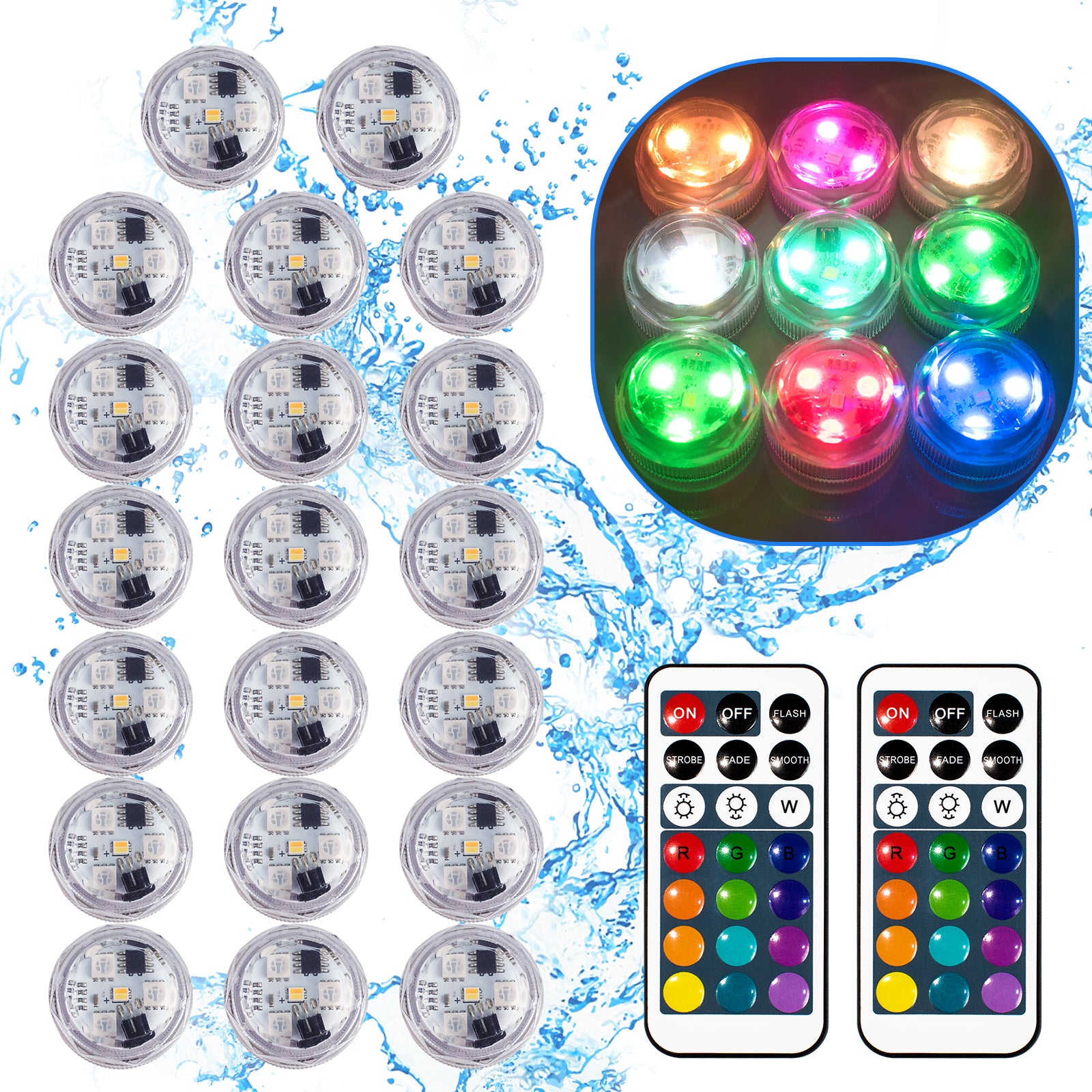 Submersible Led Lights，Enchanted Waterproof LED Discs | Transform Your Pool or Fountain with 16 Colors（RGB） & Timer - Happinesslight