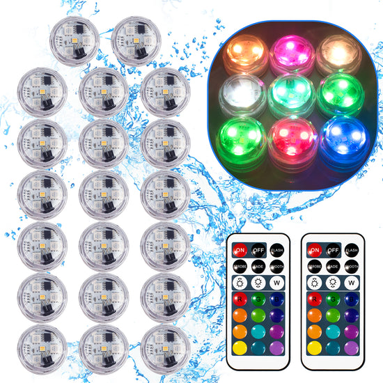 Submersible Led Lights，Enchanted Waterproof LED Discs | Transform Your Pool or Fountain with 16 Colors（RGB） & Timer