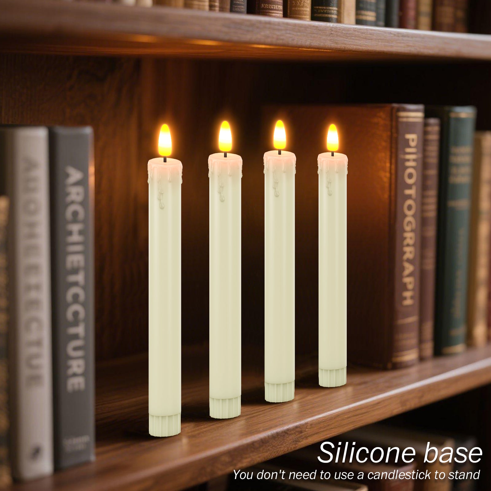 HL Plastic Flame-Free Taper Candles - 6-Pack for Halloween & Christmas Home Decor