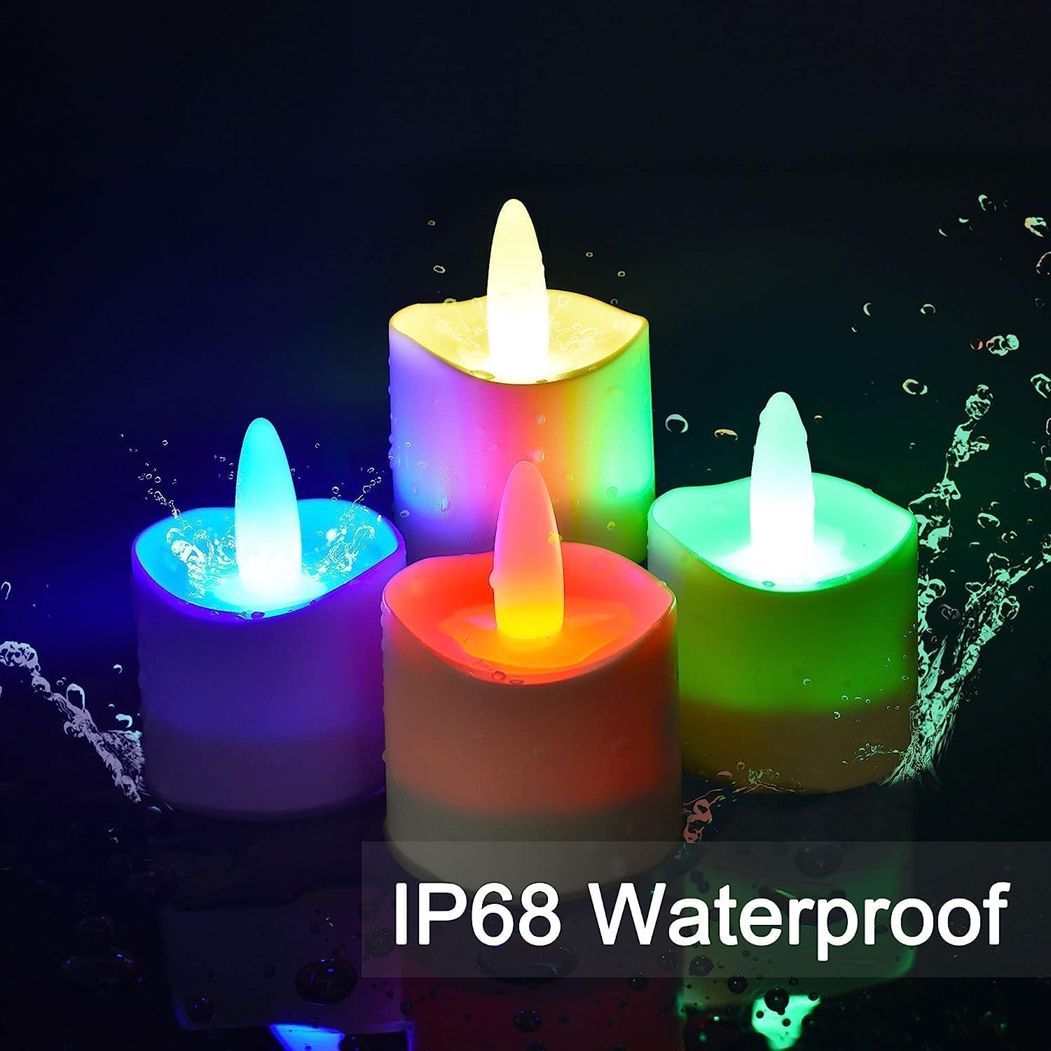 HL Rechargeable Outdoor Tea Lights - Vibrant RGB Candles Set for Halloween, Christmas Parties & Home Decor (6/12-Pack) - Happinesslight