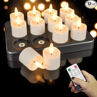 HL Waterproof Rechargeable Tea Candles - 12-Piece Set for Home Halloween and Christmas Decorations - happinesslight store