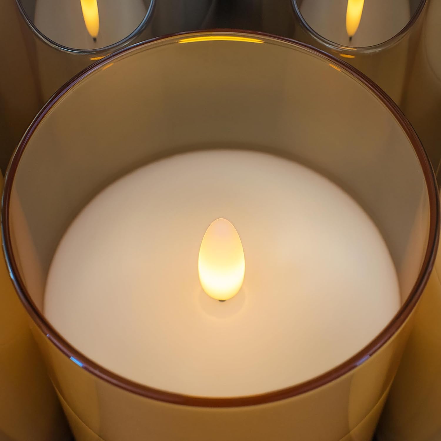 HL Gold Glass Flame-Free Decorative Candles, Realistic Wax Appearance, 3-Pack for Parties, Weddings, and Holiday Table Decorations - happinesslight store