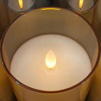 HL Gold Glass Flame-Free Decorative Candles, Realistic Wax Appearance, 3-Pack for Parties, Weddings, and Holiday Table Decorations - happinesslight store