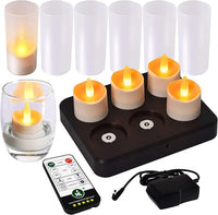 HL Rechargeable LED Tea Light Candles -6/12-Pack for Weddings, Halloween, Christmas Decor, and Emergency Lighting