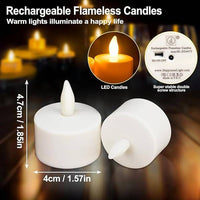 HL Flame-Free Tea Candles with Remote Control and Charging Base - 6/12-Pack for Wedding, Home, and Party Decorations - Happinesslight