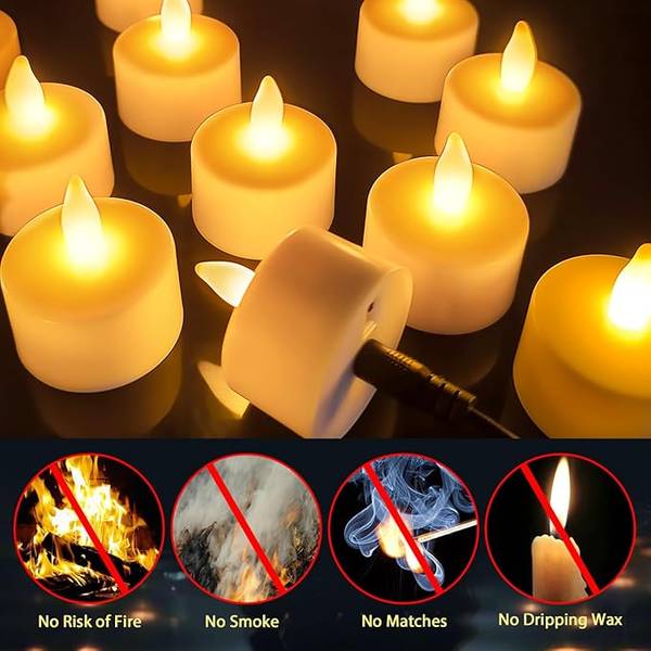 HL Flame-Free Tea Candles with Remote Control and Charging Base - 6/12-Pack for Wedding, Home, and Party Decorations - Happinesslight