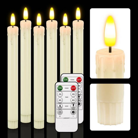 HL Plastic Flameless Taper Candles - 6-Pack Charging for Halloween & Christmas Home Decor