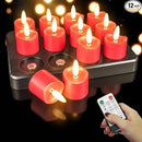 HL Waterproof Battery Operated Candles - 12-Piece Rechargeable Tea Light Set for Home Halloween and Christmas Decorations - Happinesslight