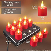 HL Waterproof Battery Operated Candles - 12-Piece Rechargeable Tea Light Set for Home Halloween and Christmas Decorations - Happinesslight