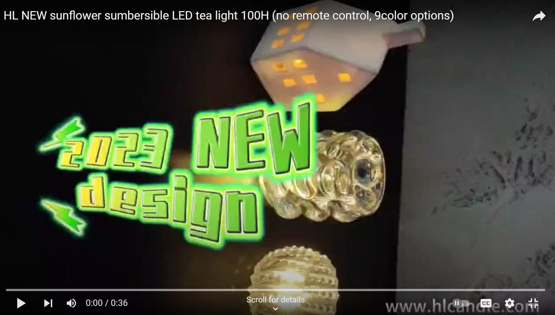 HL NEW sunflower sumbersible LED tea light 100H (no remote control, 9color options)