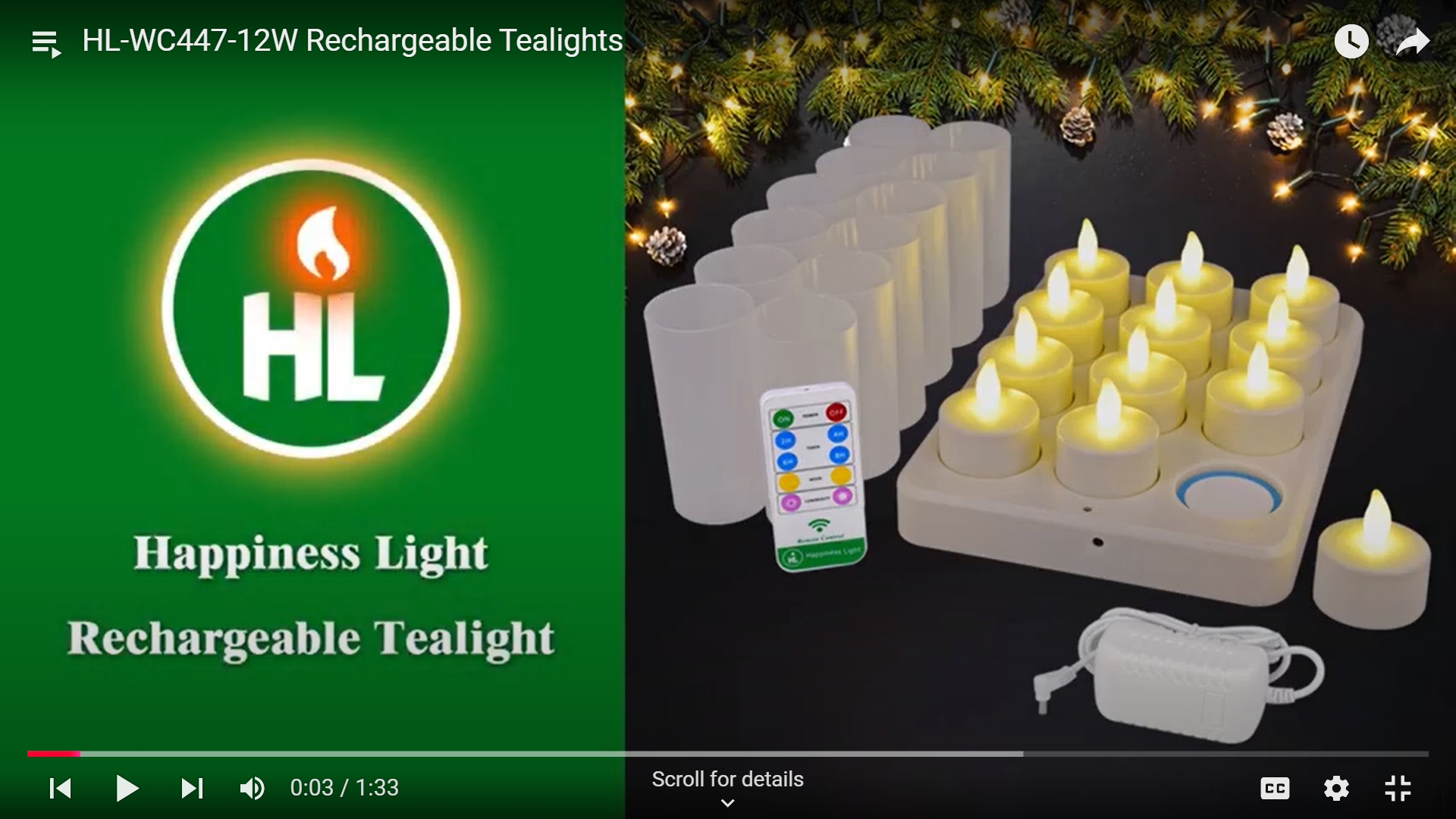 HL-WC447-12W Rechargeable Tealights